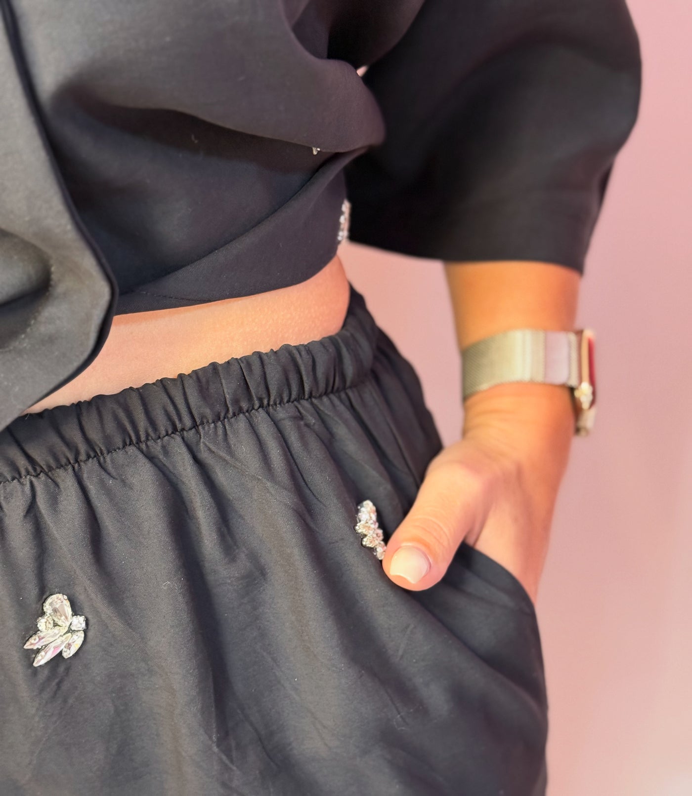 Siyah Taş İşlemeli Takım