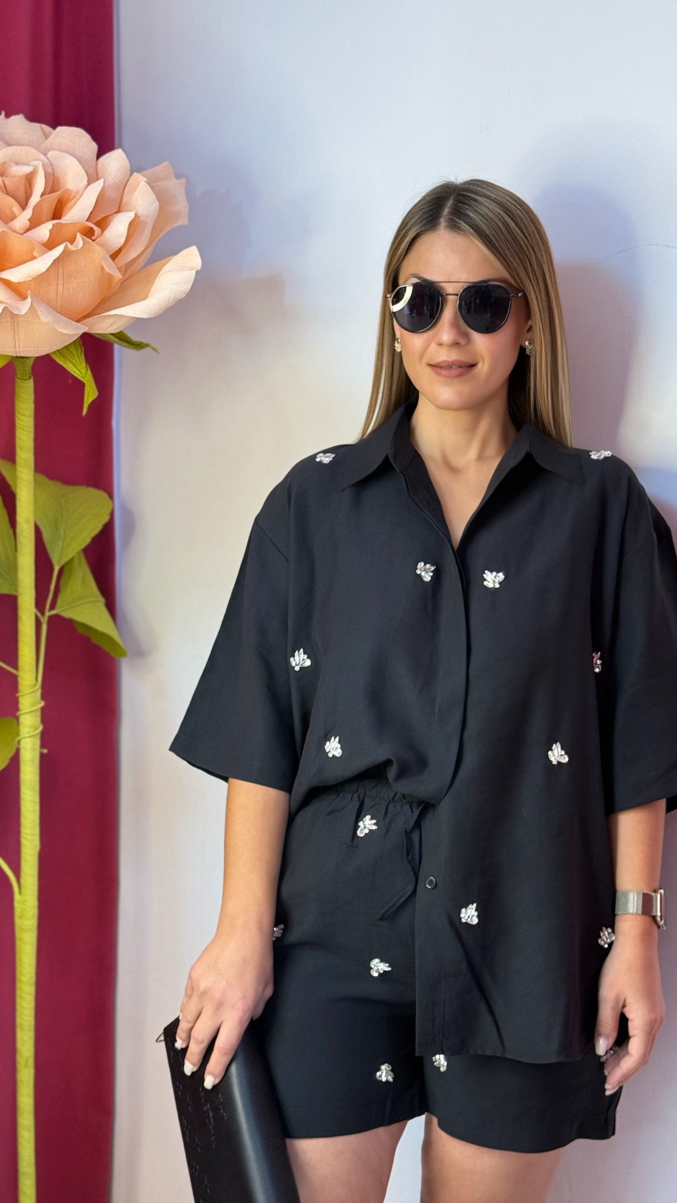 Siyah Taş İşlemeli Takım