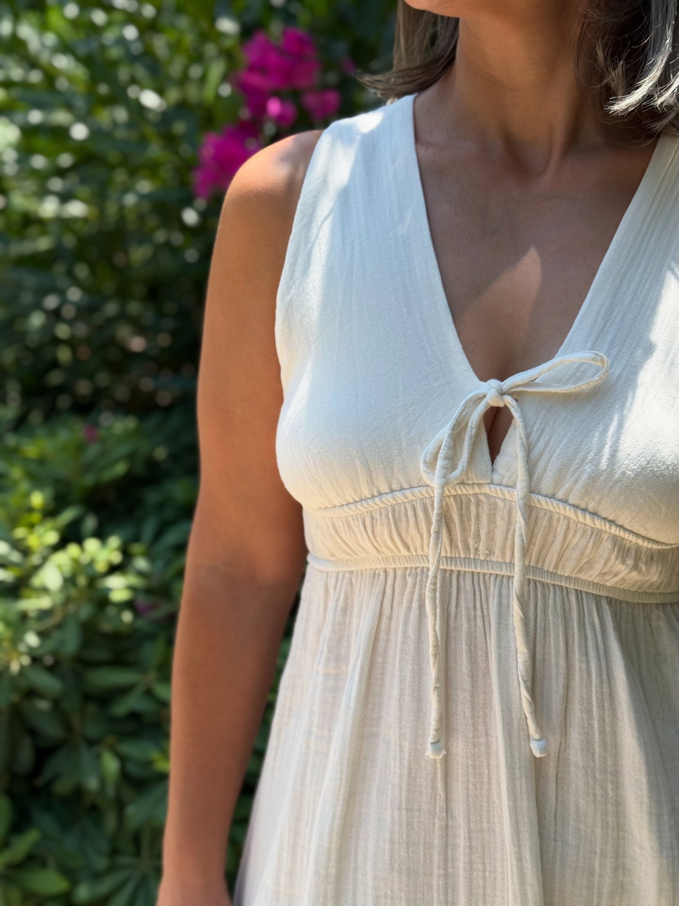 Beyaz Müslin Elbise