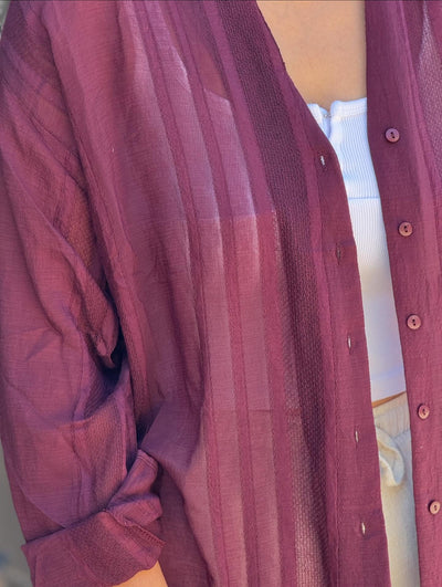 İthal Mürdüm Transparan Gömlek