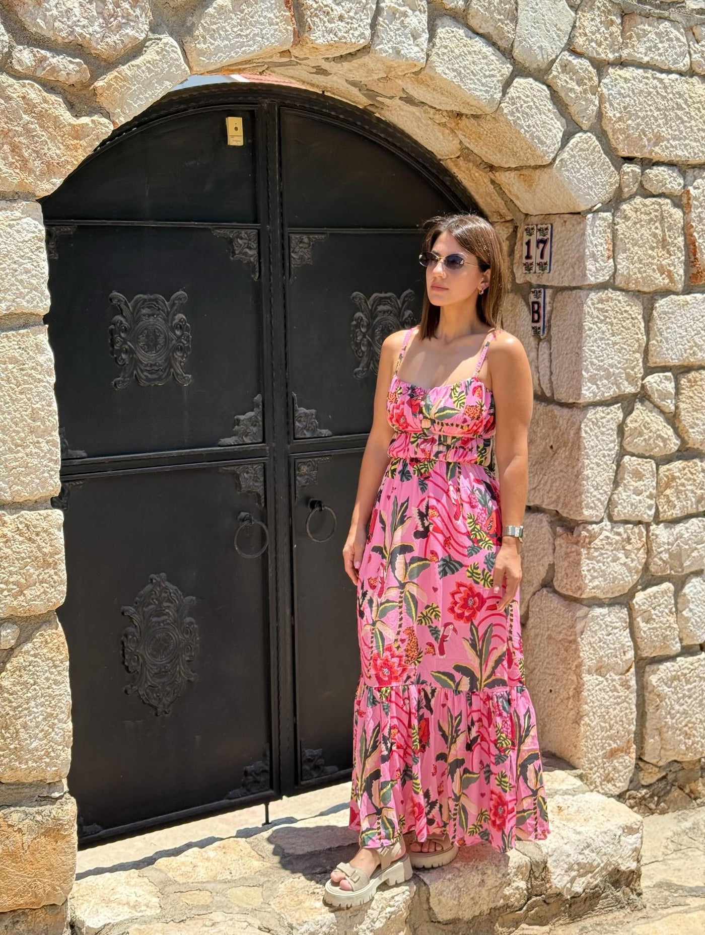 Çiçek Desenli Şifon Elbise