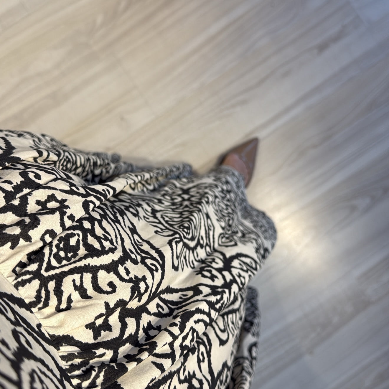 Poplin Siyah Desenli Elbise