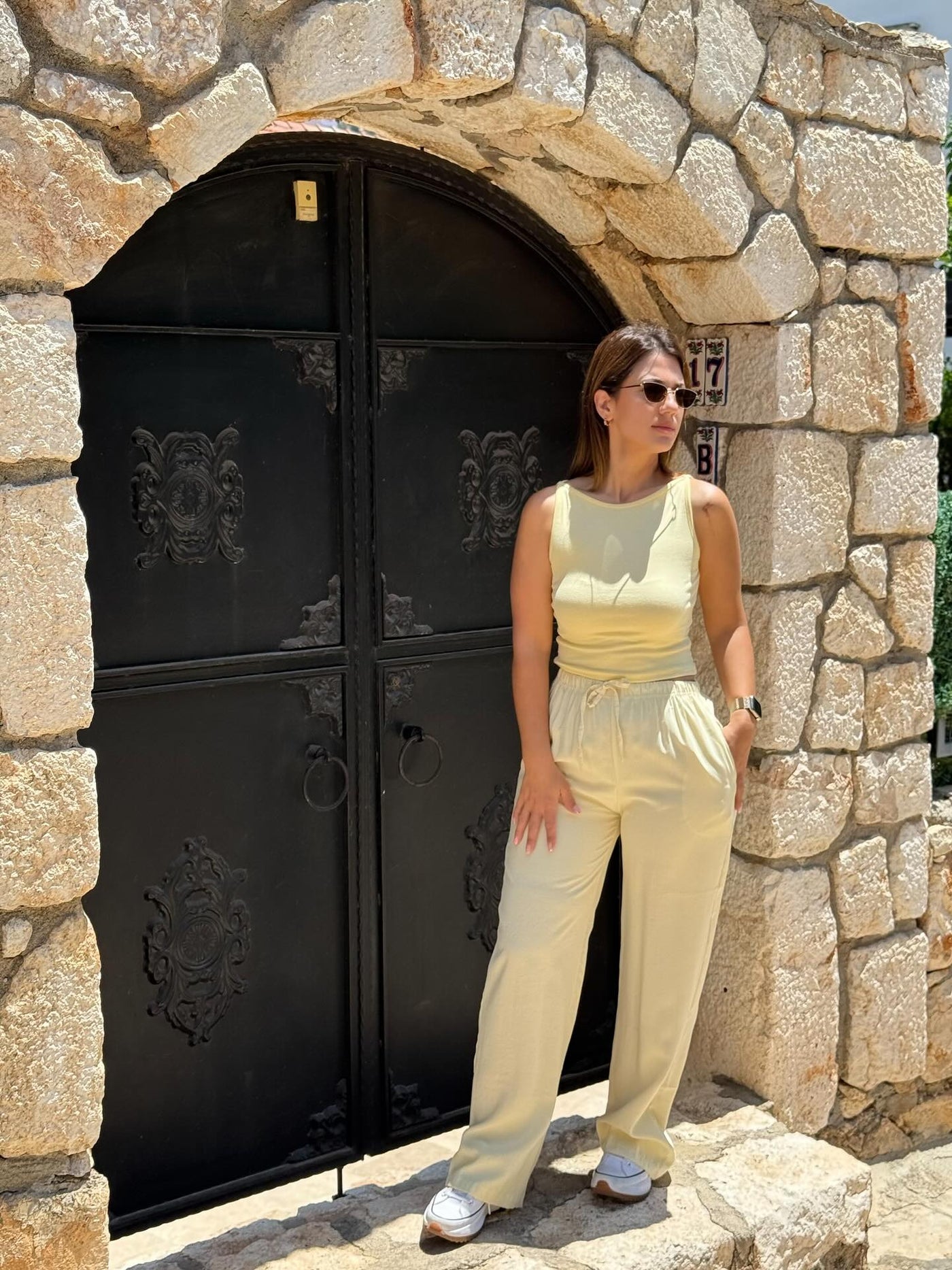 Tensel Kumaş Sarı Modal Pantolon