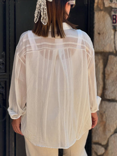 İthal Beyaz Transparan Gömlek