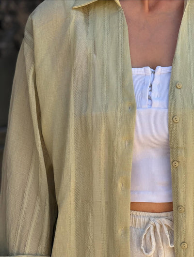 İthal Adaçayı Yeşili Transparan Gömlek