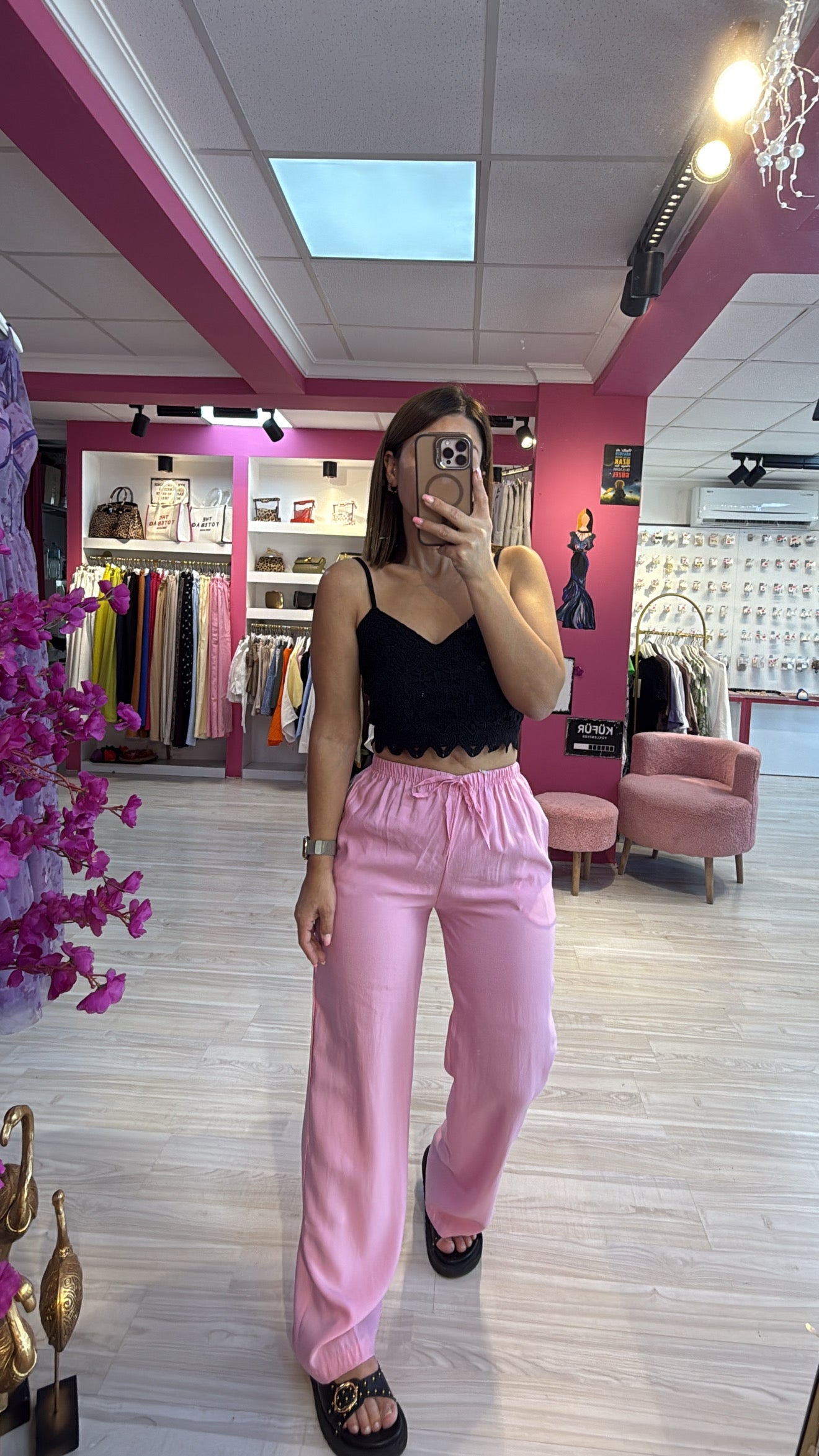 Tensel Kumaş Pembe Modal Pantolon