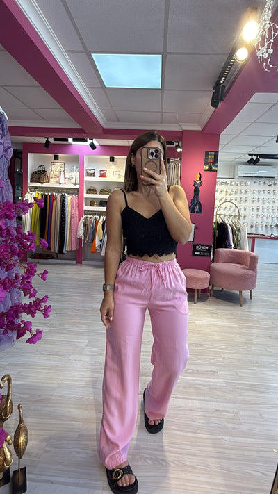 Tensel Kumaş Pembe Modal Pantolon