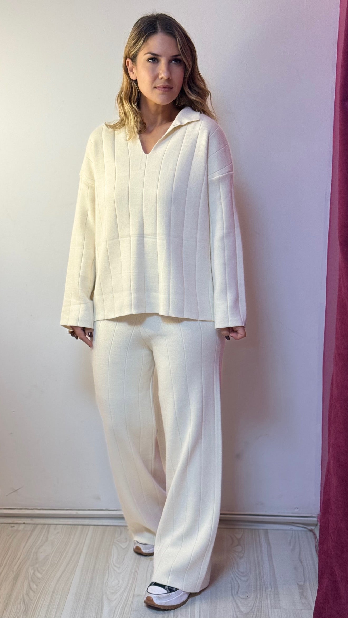 Krem Renk Triko İkili Takım