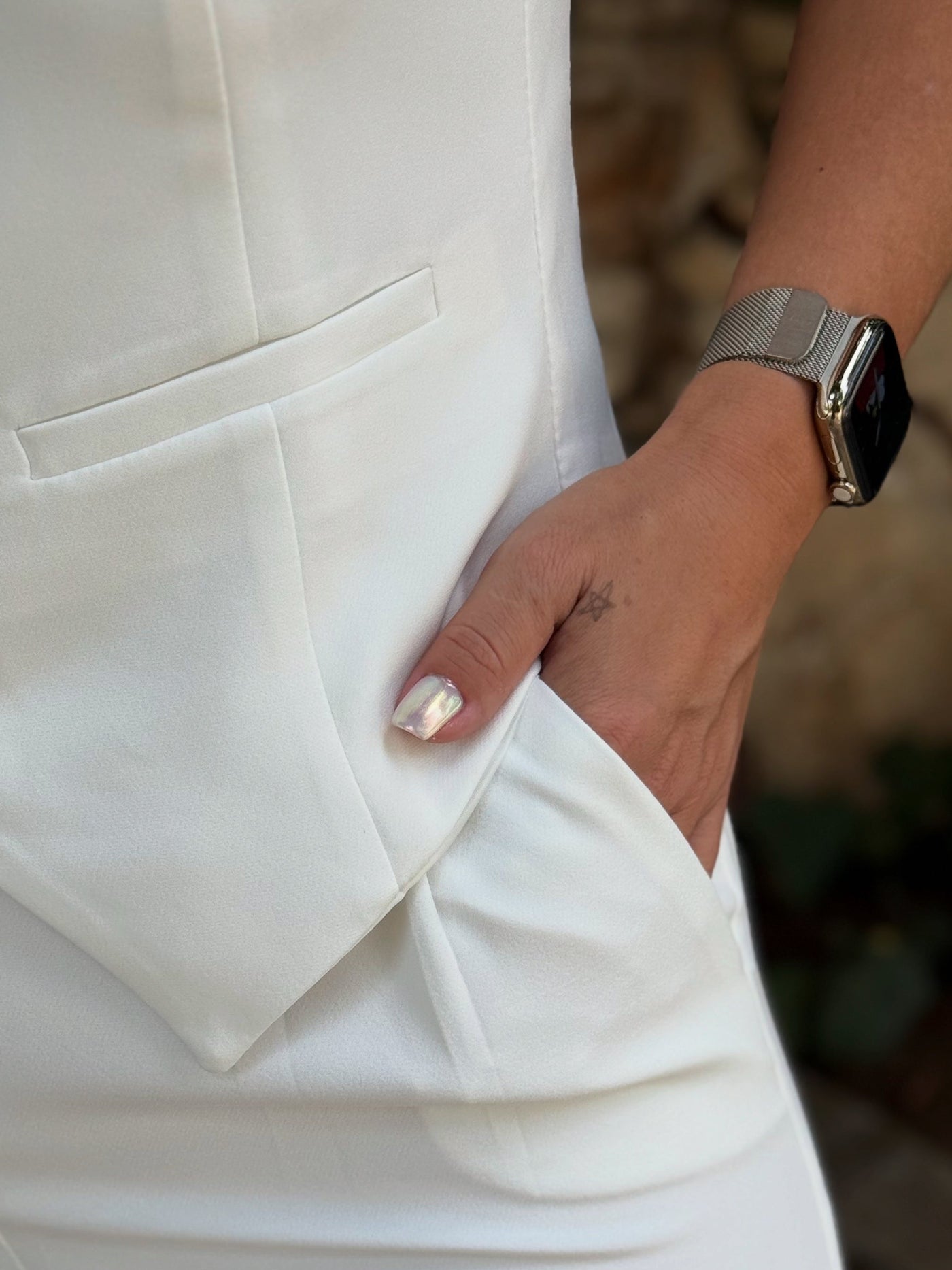 Beyaz Double Pantolon