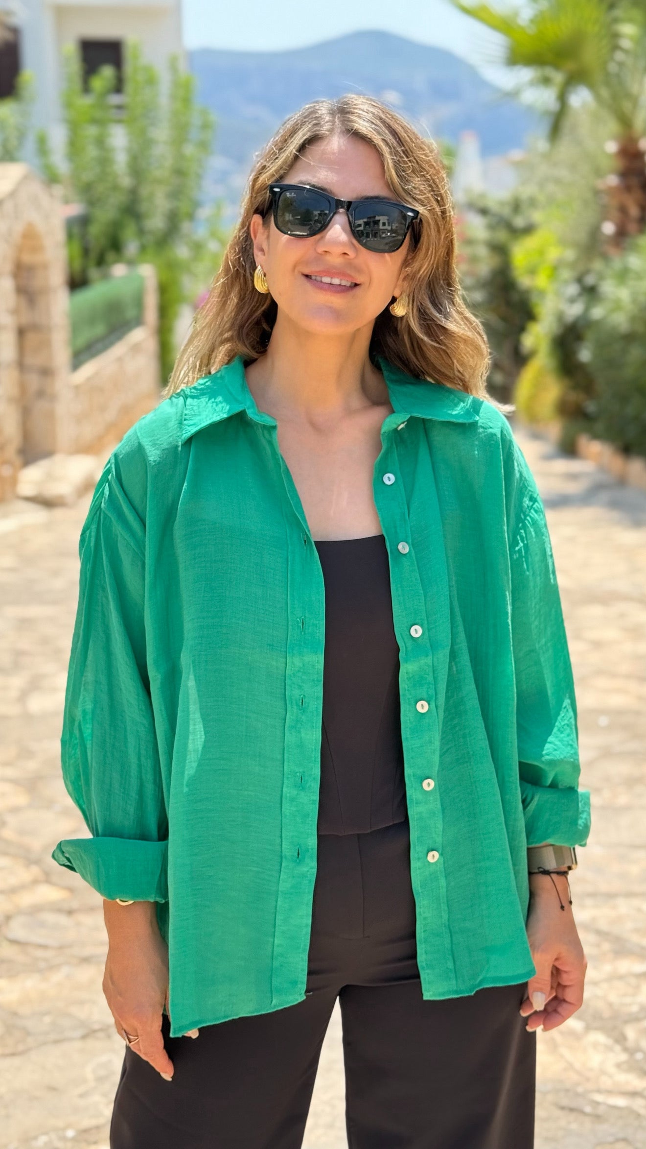 Yeşil Transparan Gömlek