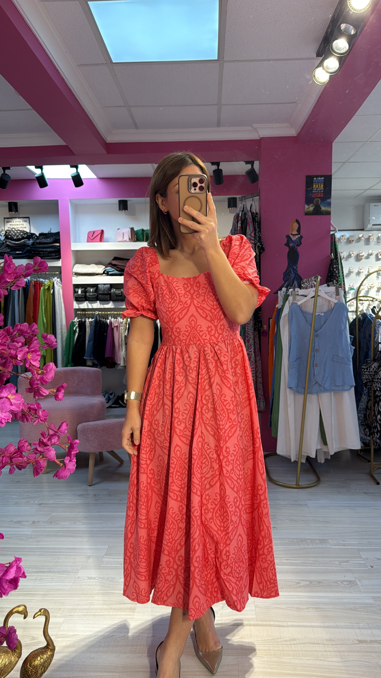 Poplin Kumaş Pembe Elbise