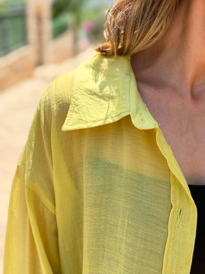 Limon Sarı Transparan Gömlek