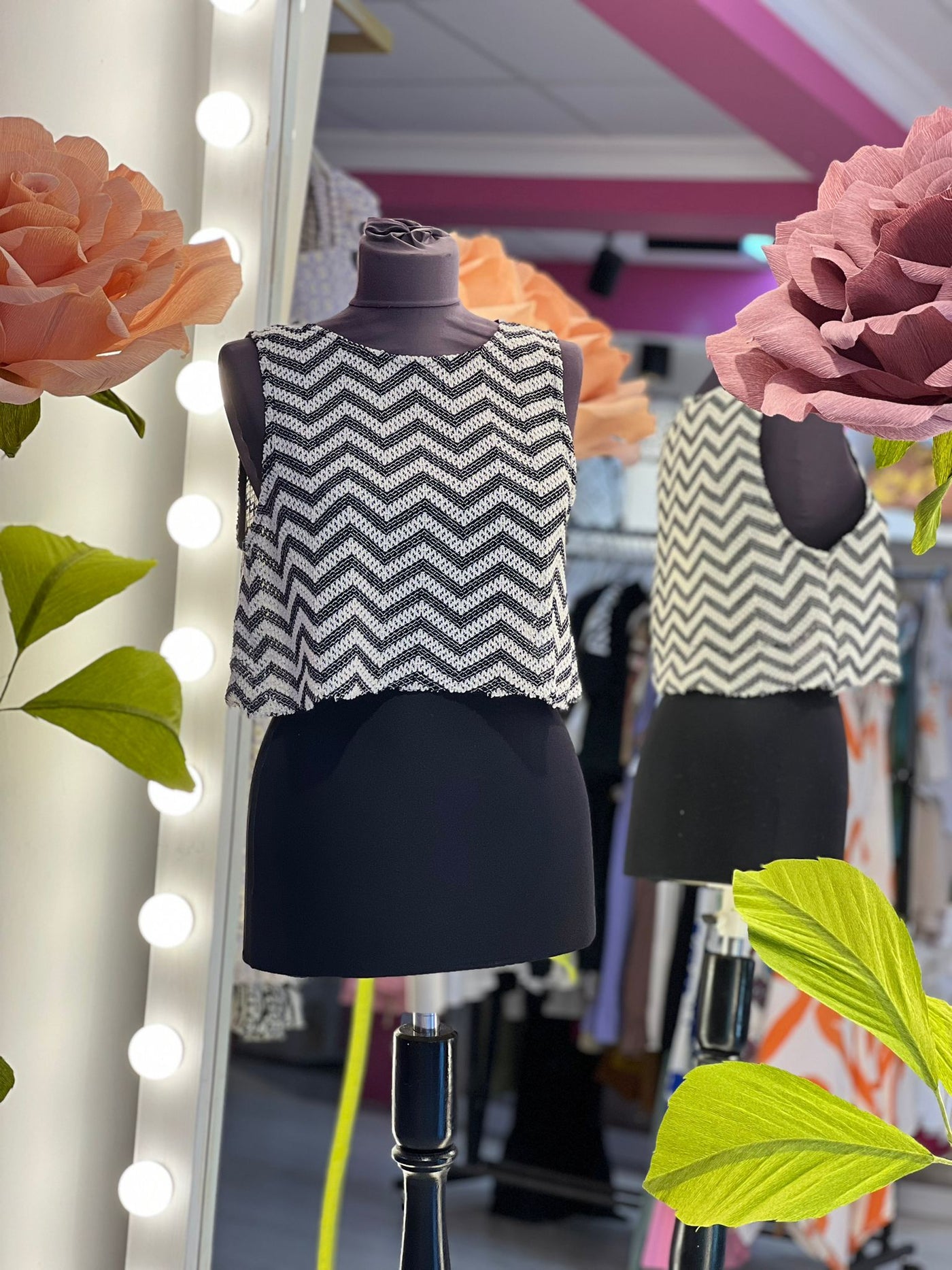 Örme Desenli  Crop Bluz