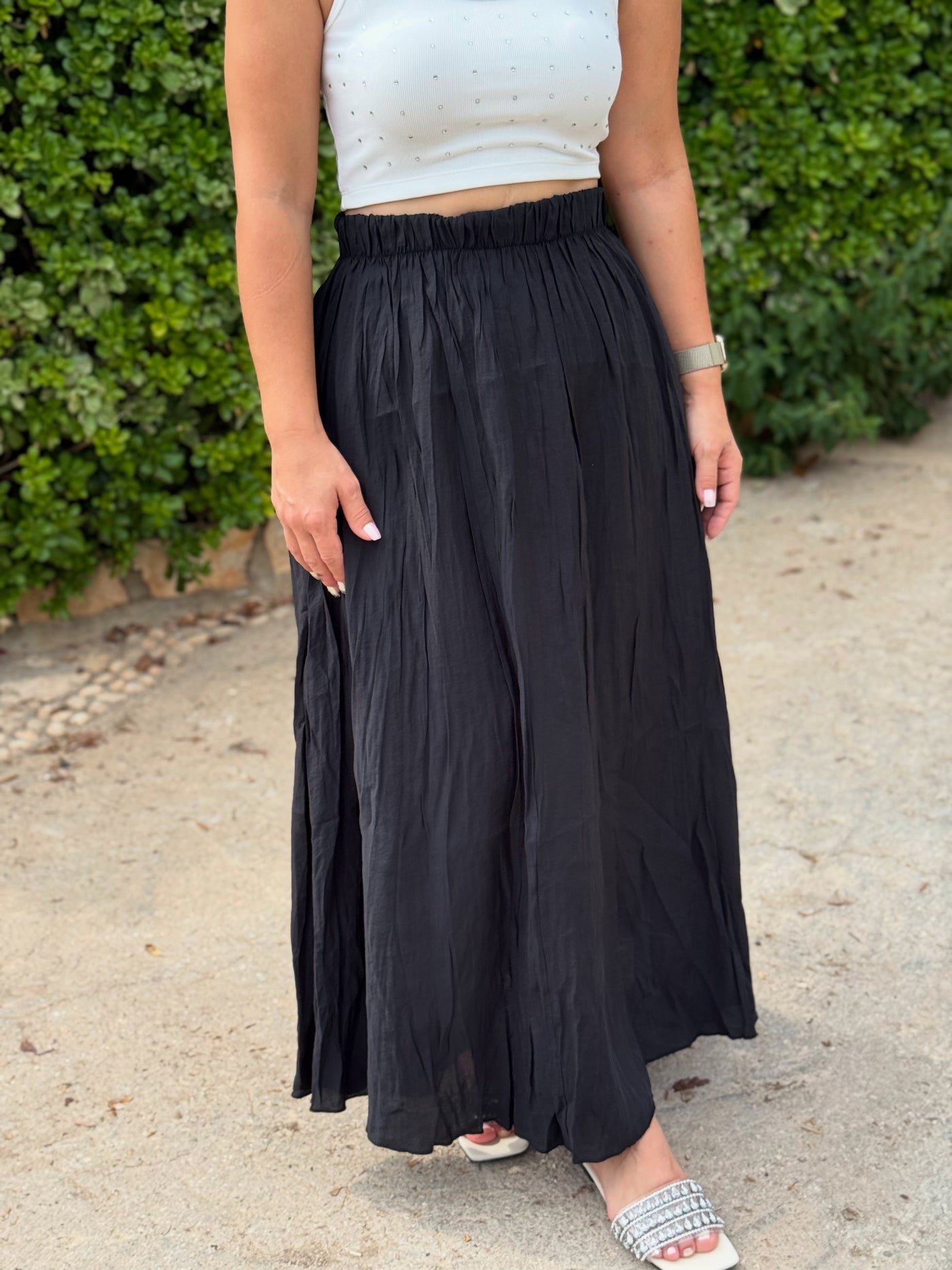 Tensel Kraşlı Siyah Etek