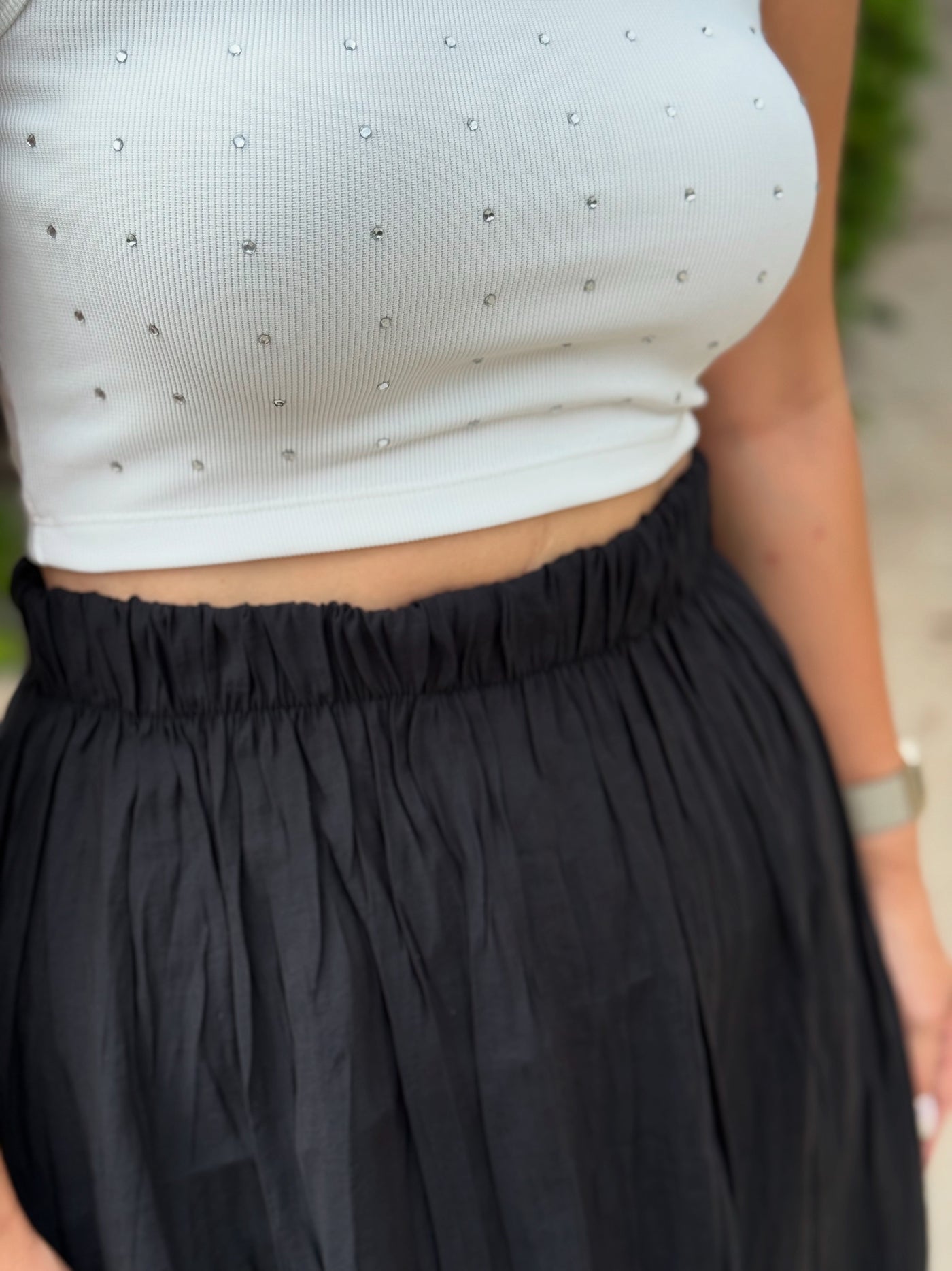 Tensel Kraşlı Siyah Etek