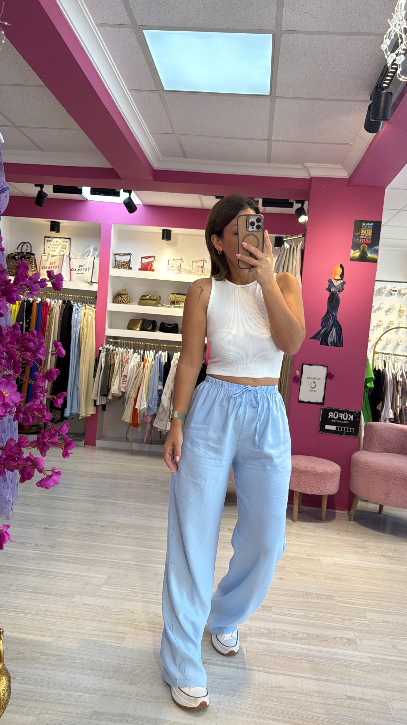 Tensel Kumaş Mavi Modal Pantolon