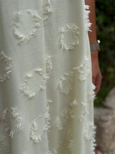 Keten Püskül Detaylı Sarı Elbise