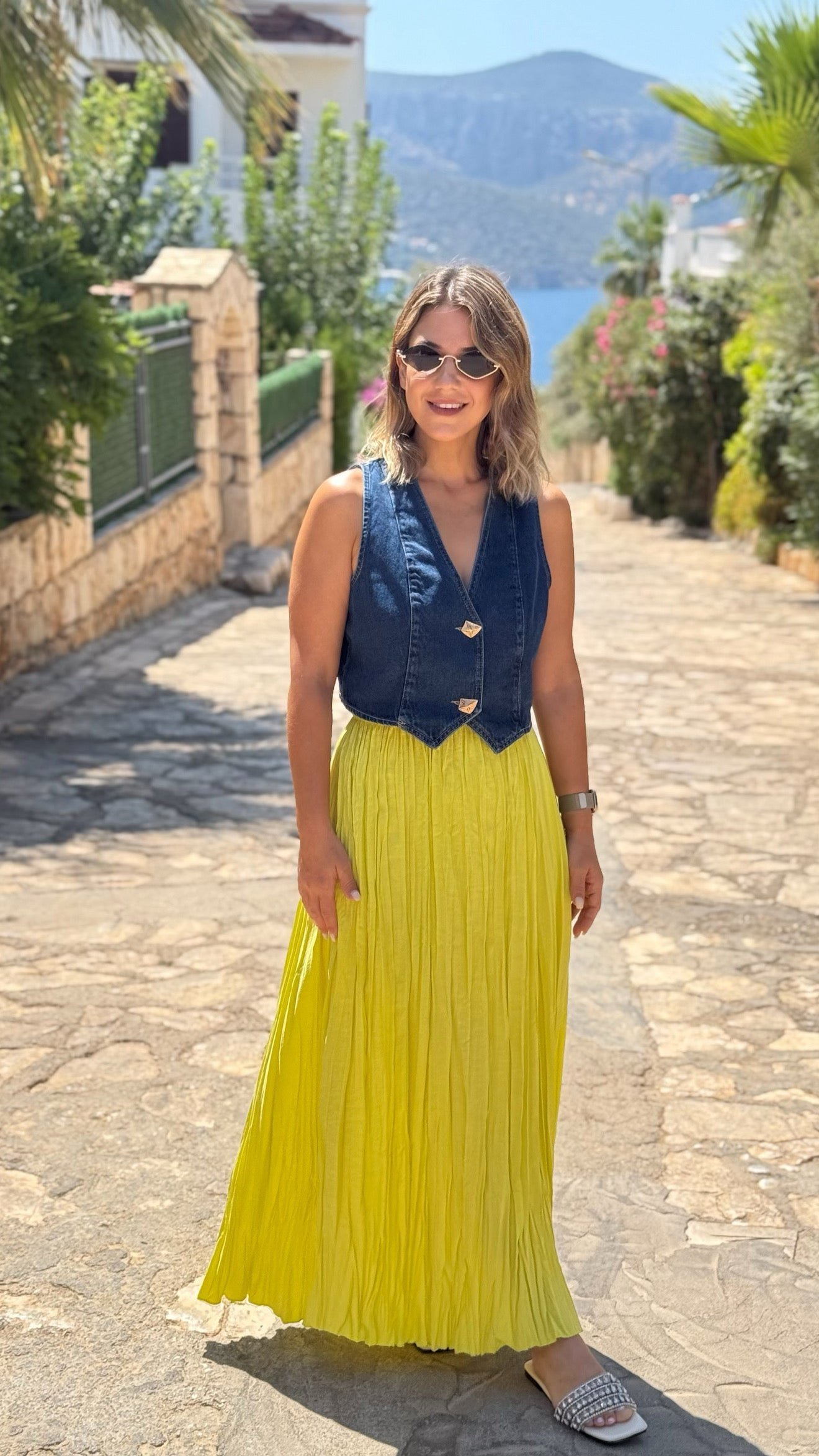 Yağ Yeşili Uzun Etek