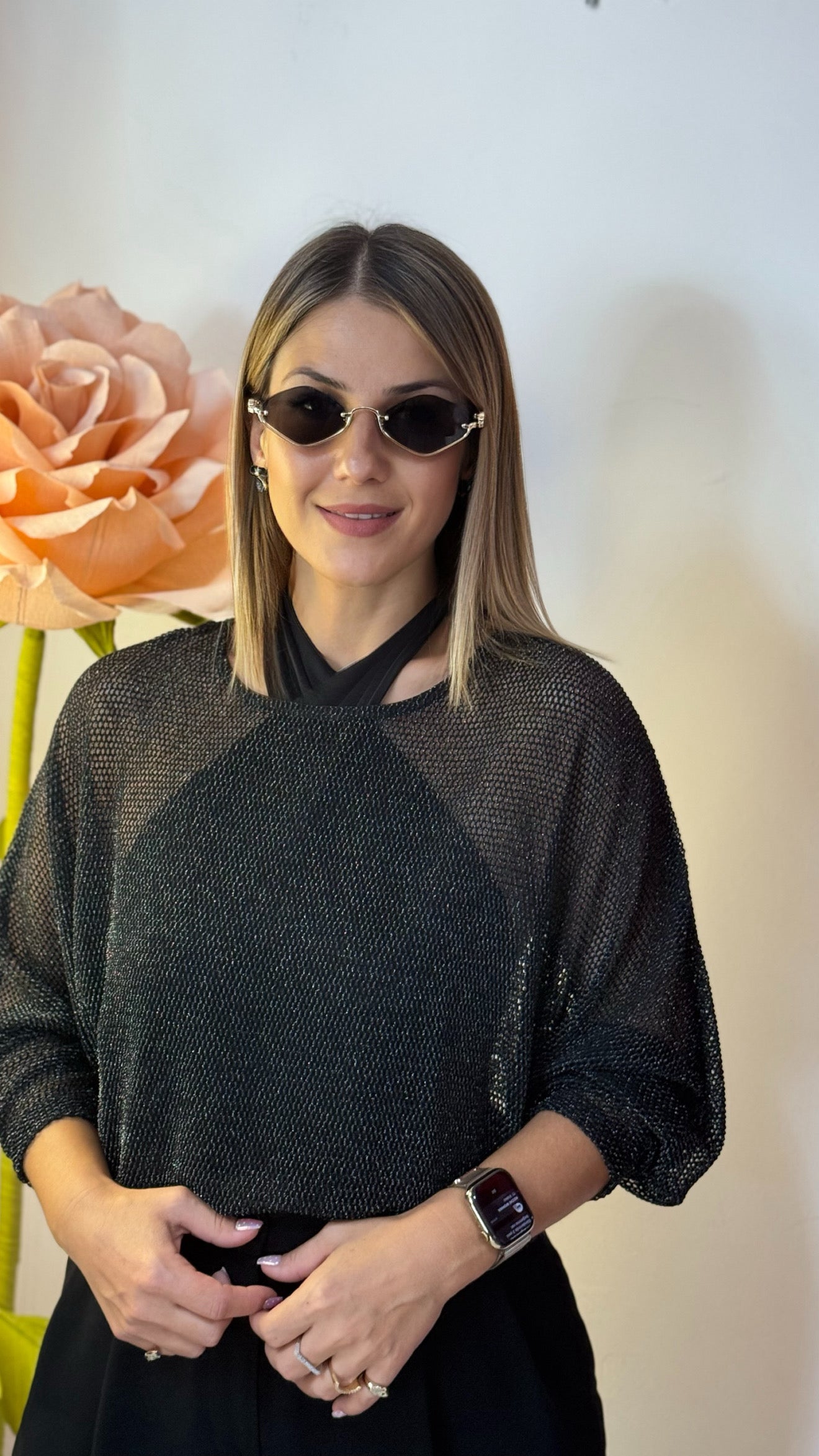 Simli Transparan Bluz