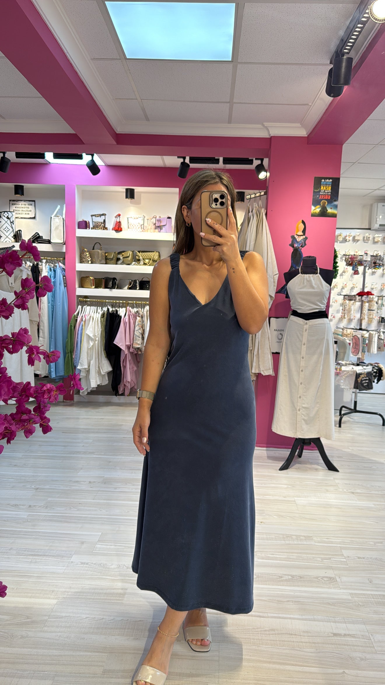 Modal Lacivert Elbise