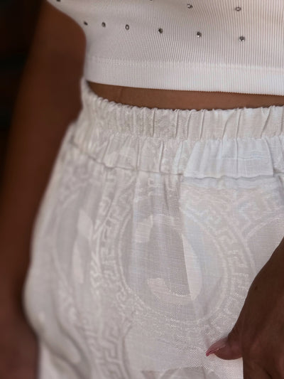 Beyaz Desenli Pantolon