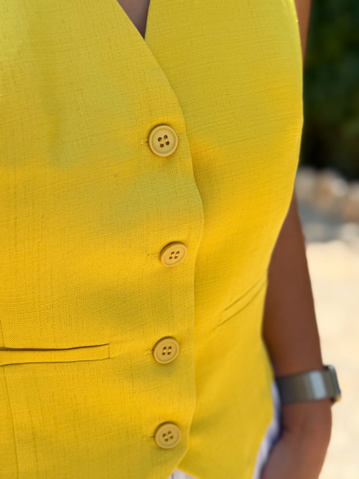 Sarı Keten Yelek