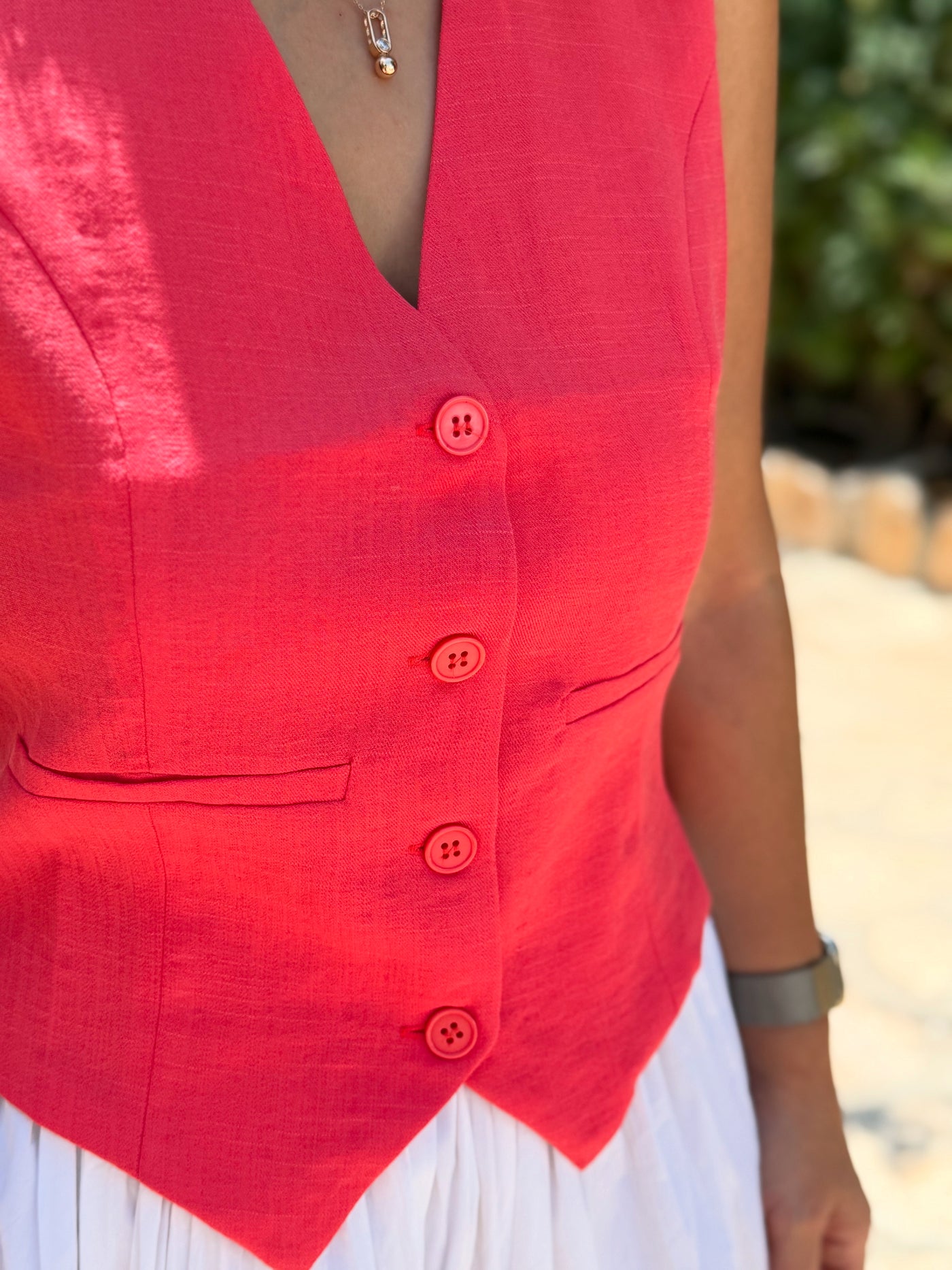 Narçiçeği Keten Yelek