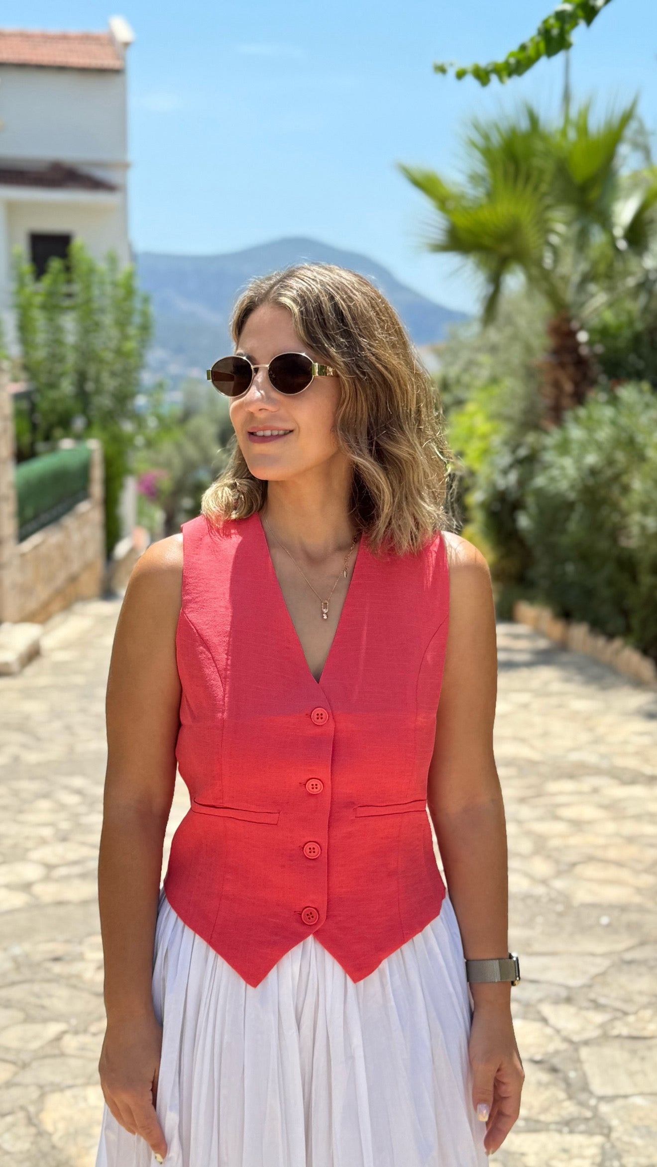 Narçiçeği Keten Yelek