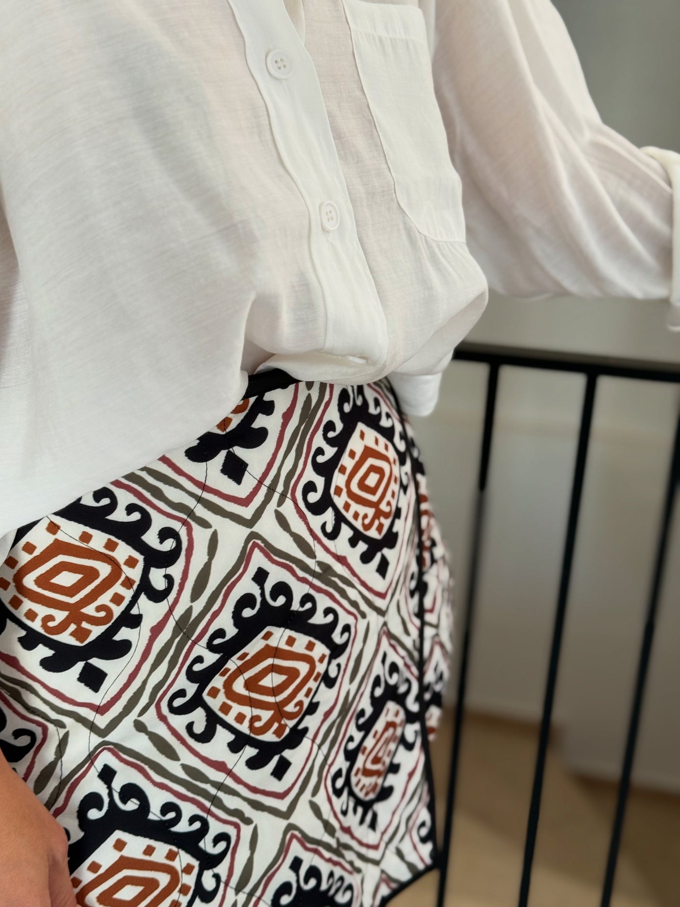 Etnik Desenli Şort Etek