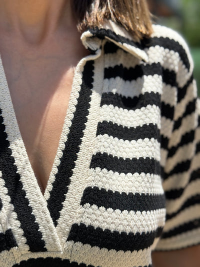 İnce Triko Çizgili Elbise