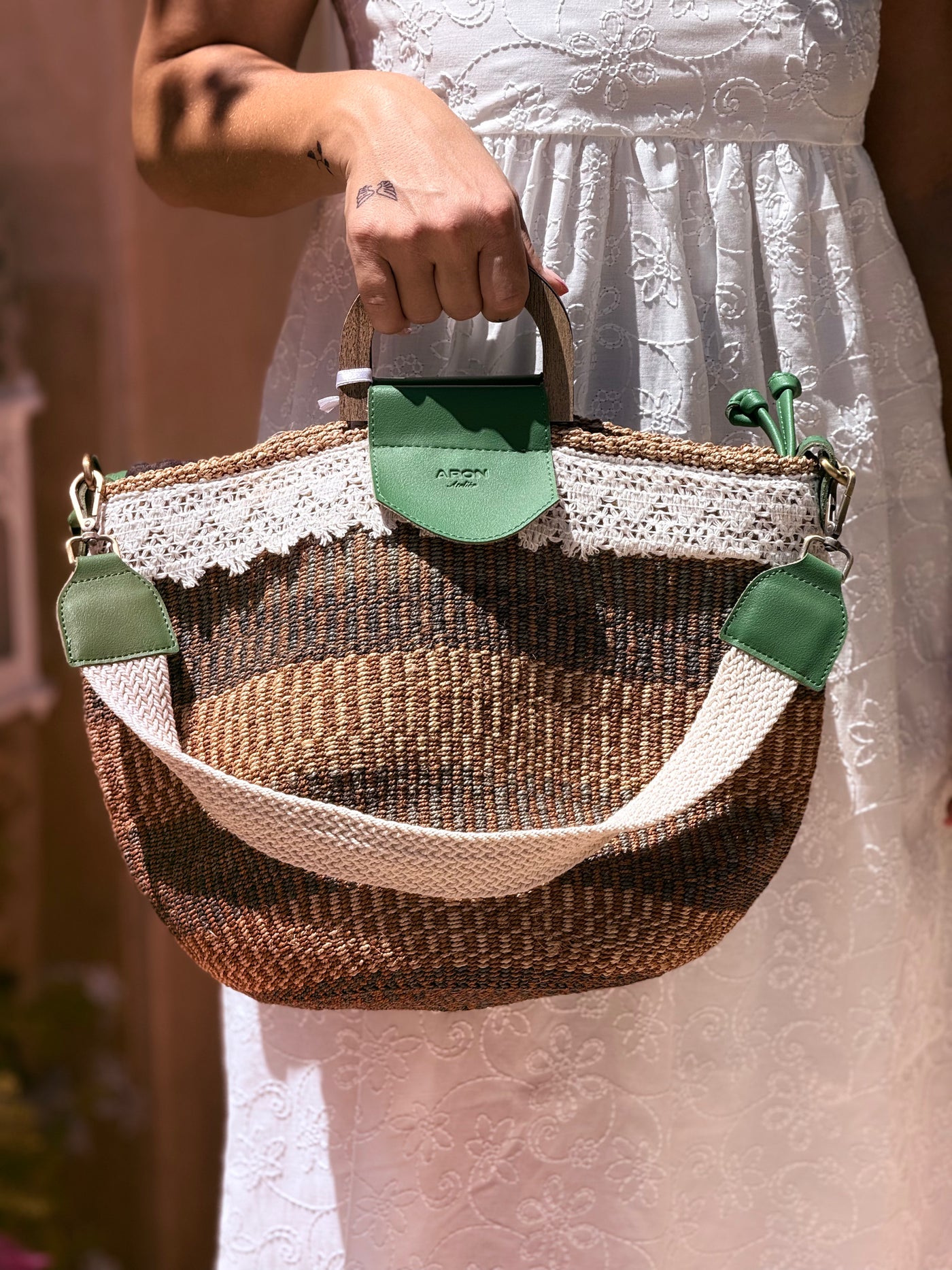 Hasır Yeşil Detaylı Çanta