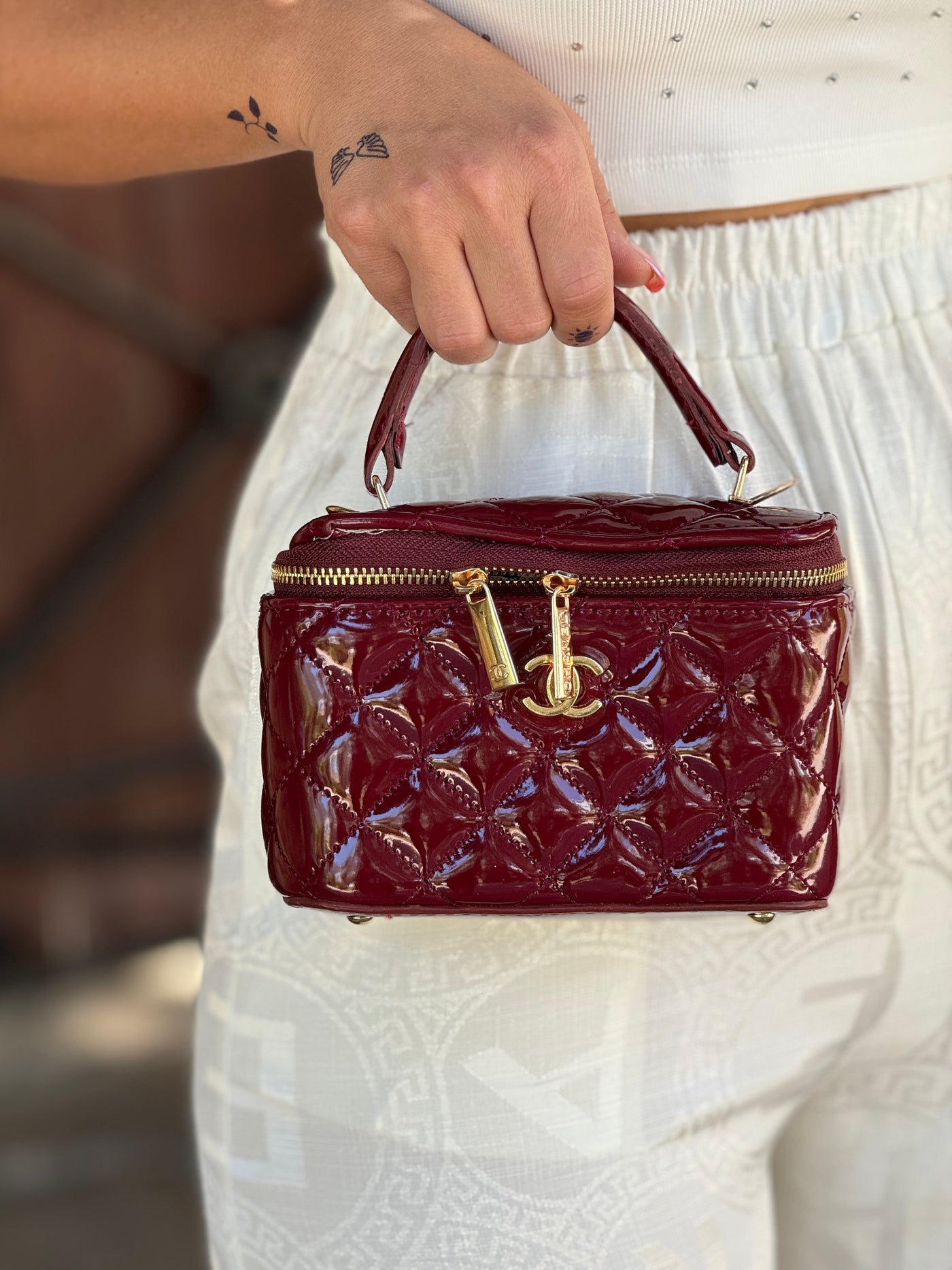 Bordo Deri Makyaj Çantası