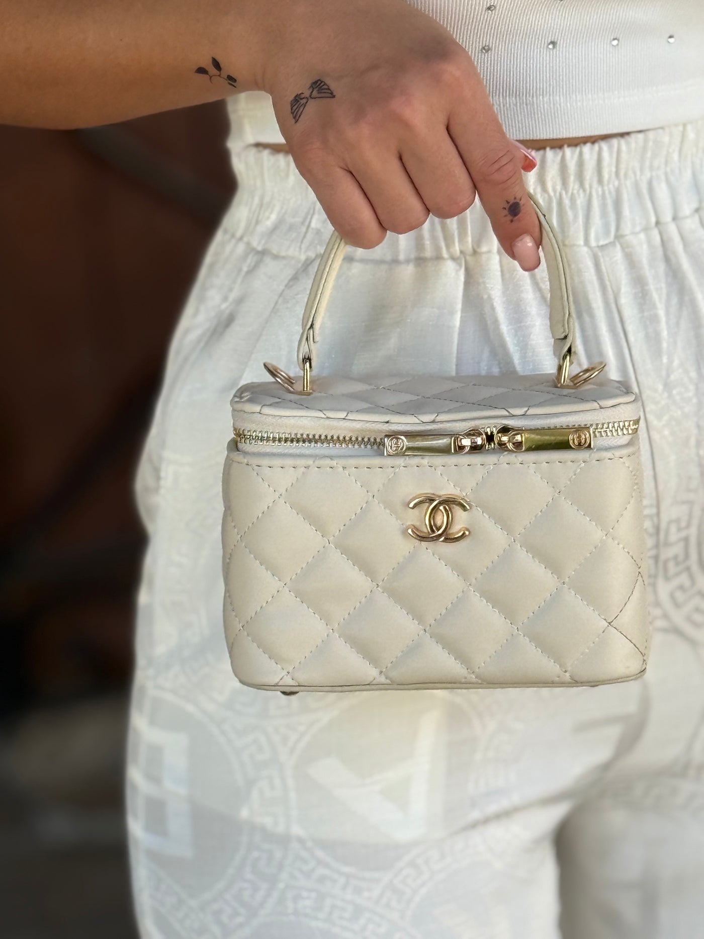 Krem Deri Makyaj Çantası