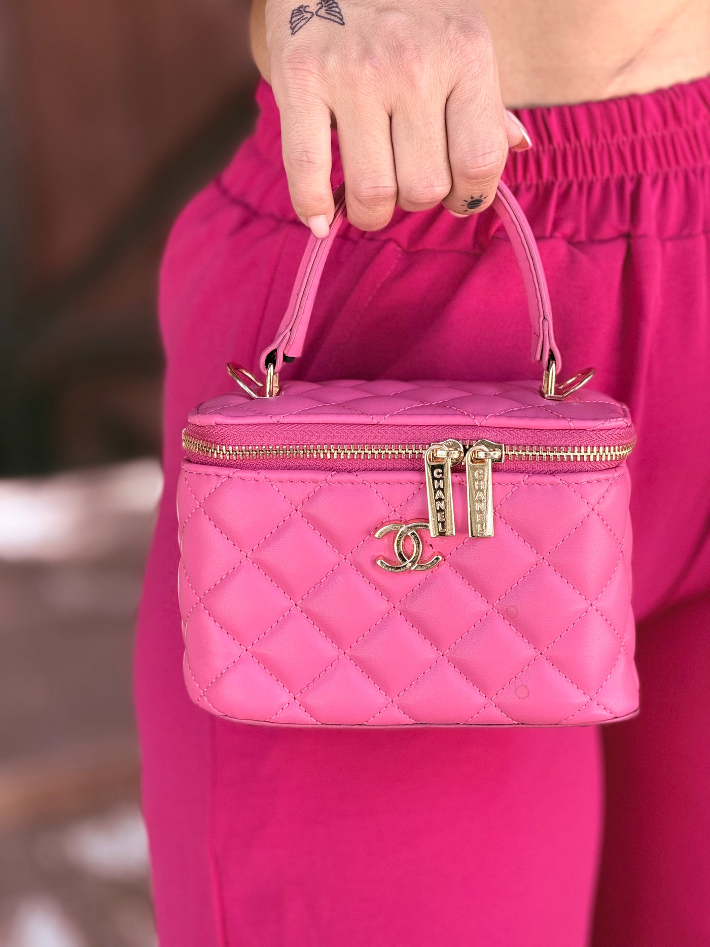 Pembe Deri Makyaj Çantası