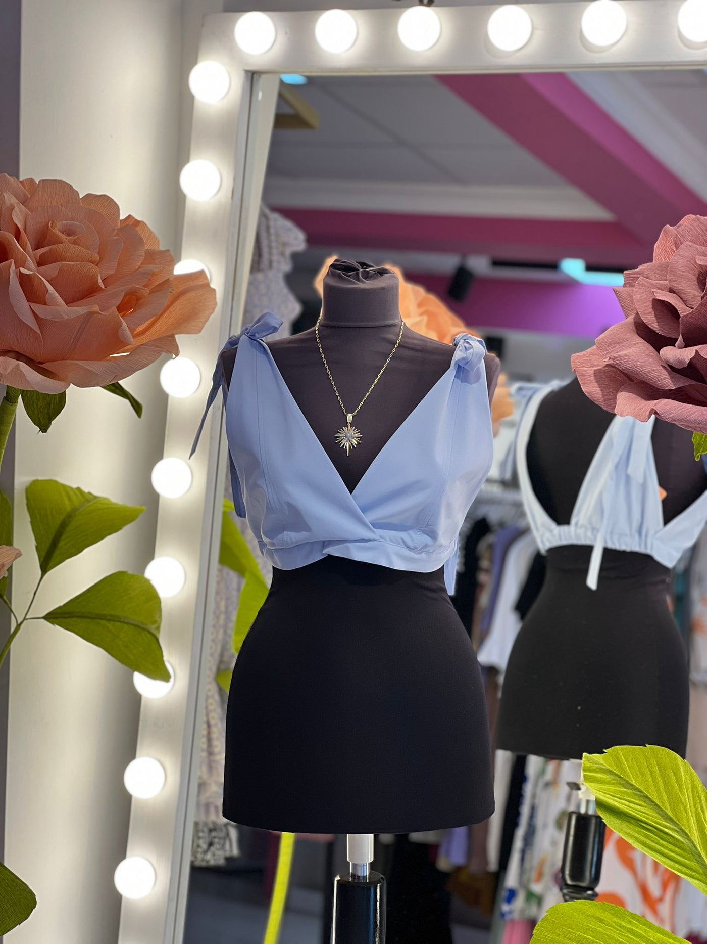 Poplin Kumaş Mavi Crop